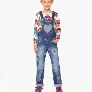 Desigual Girls Overalls Pubill Faded Printed Sequins Size  5-6